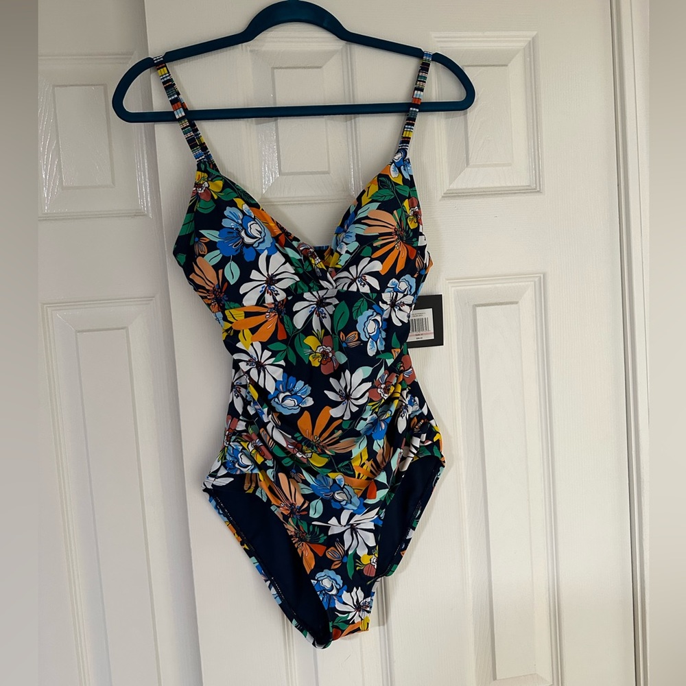 NWT Ellen Tracy Floral Swimsuit Sz 10